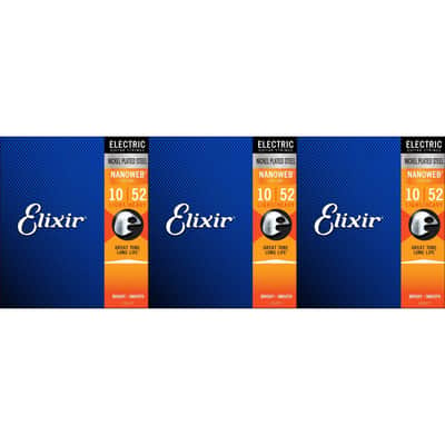 Elixir Strings 12077 Nanoweb Electric Guitar Strings - .010-.052 Light Top Heavy Bottom (3-pack) image 1