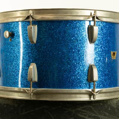 1960 Ludwig 8x15 Blue Sparkle Festival Model School Concert Drum image 9