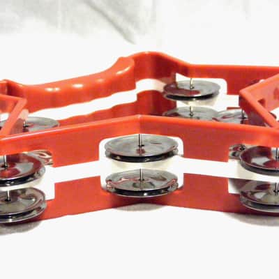 AP Pro Red Star Shaped Headless Tambourine w/ Double Row Metal Jingles image 3