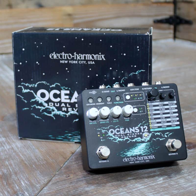 Used (2023) EHX Oceans 12 Dual Stereo Reverb Pedal with Power Supply and Box image 1
