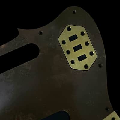 Made-to-Order - Statuary Bronze Brass & Aged Gold Brass - USA Jaguar AVRI 60s Pickguard Scratchplate Set for Fender - Hand-finished image 3