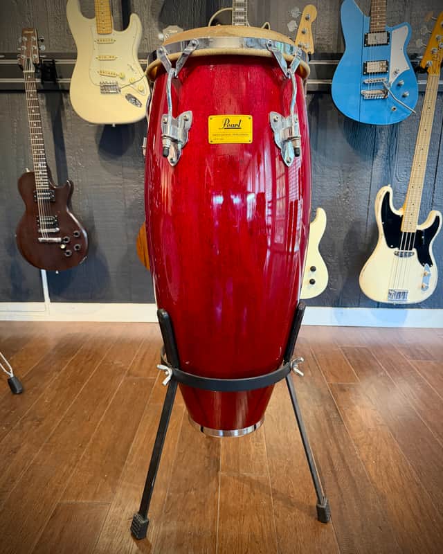Pearl Professional Series 10" Conga 1990s - Cherry Red w/ Stand image 1