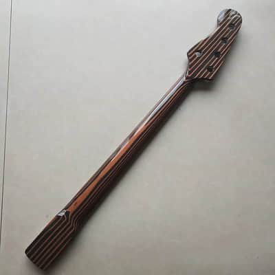Zebra Wood 5 String Jazz Bass Style Neck, 20 Frets Fingerboard Fretboard image 6