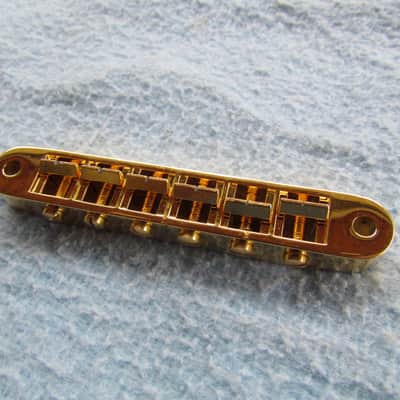 Schaller Style Gold Tune-O-Matic Bridge Unlabeled Gold Super Clean Tune-O-Matic Style Bridge Looks Like A Schaller image 1