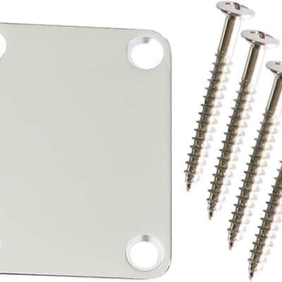 Electric Guitar Neck Plate 4 Holes with Screws Compatible with Strat Tele Style Electric Guitar Bass Parts Replacement Chrome 64 x 51mm image 5