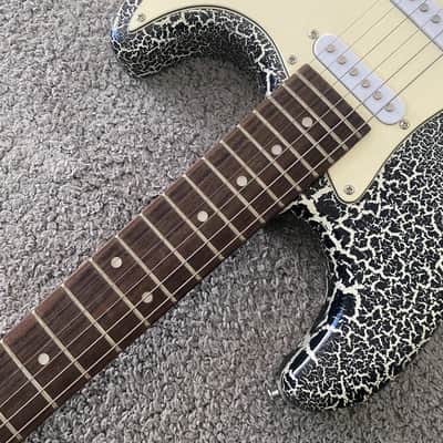 White Black Custom Finish Strat Style Electric Guitar, Solid Basswood Body, Maple Neck image 13