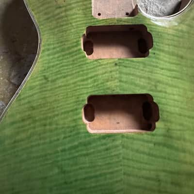 Green HH Guitar Body Tiger Maple Top Mahogany DIY Project image 2