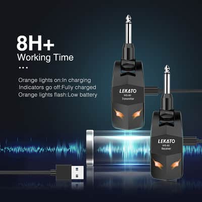 LEKATO WS-80 2.4GHz 4 Channels Wireless Transmitter Receiver System Rechargeable for Guitar Bass image 10