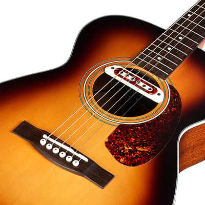 M-240E Troubadour Solid Top Concert Acoustic Guitar W/ DeArmond Tone Boss Pickup, Vintage Sunburst Satin image 5