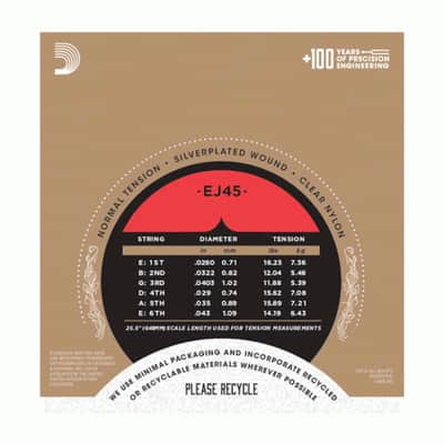 D'Addario EJ45 Pro-Arte Nylon Classical Guitar Strings Normal Tension Plain Ends image 4