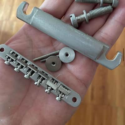 Aged Gibson ABR-1 bridge and tailpiece set, relic, historic collection, PBBR-059, PTTP-060 | 59 Parts image 6