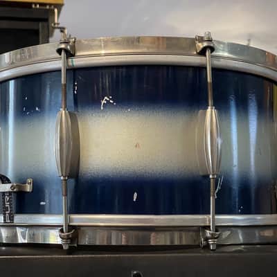 1950's Slingerland 6.5x14 Blue & Silver Duco Student Model Radio King Snare Drum image 10