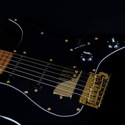 Jet JS-400 BK G Electric Guitar, Black, Gold Hardware image 3