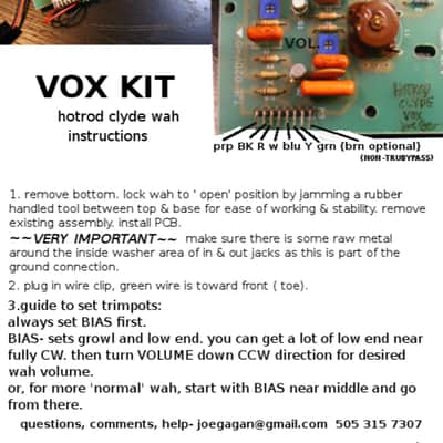 Vox Limited Edition V847SP Wah + FREE 2nd gagan board (Hotrod Clyde) image 8