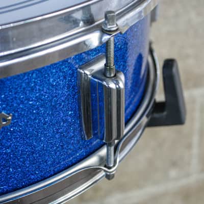 Rogers 5" x 14" 1960's Luxor Blue Sparkle Snare Drum image 7