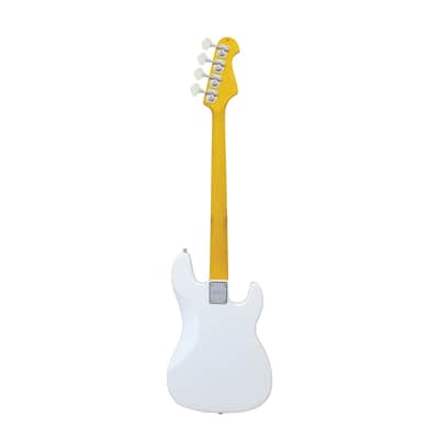CNZ Audio PB Left Handed Electric Bass Guitar - Rosewood Fingerboard, Maple Neck, White image 2