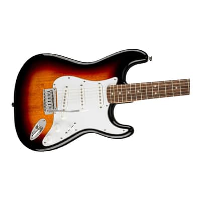 Squier Affinity Series Stratocaster Electric Guitar, Laurel Fingerboard, White Pickguard, (3-Color Sunburst) image 4