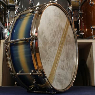 1940s Slingerland 5x14 Professional Model Snare Drum in Blue and Gold Duco image 5