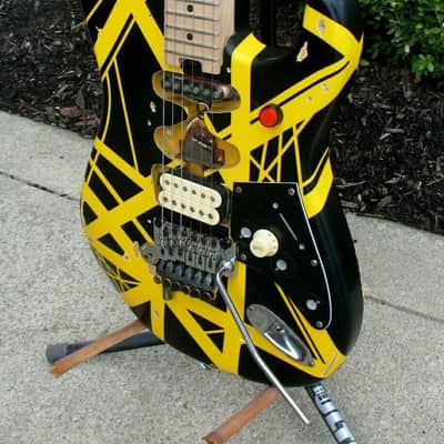 EVH STRIPE SERIES BLACK & YELLOW FRANKENSTRAT MODIFICATION * TESI SWITCH * GERMANY FLOYD ROSE =VH= image 11