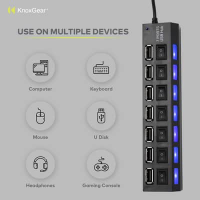 Knox Gear Universal 7-Port 2.0 USB Hub image 3
