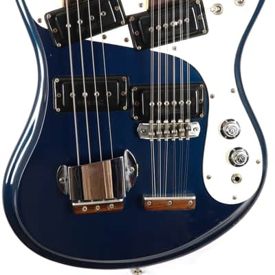 Vintage Mosrite 4x12 Double Neck Electric Bass & 12 String Guitar w/ OHSC Ink Blue Custom Order One of a Kind! image 1