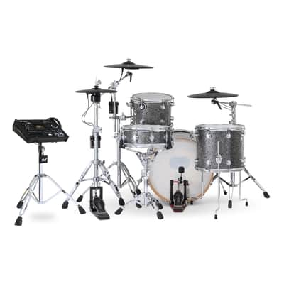 DW DWe 4pc Complete Electronic/Acoustic Drum Set w/Roland Cymbals & V71 Black Galaxy image 2