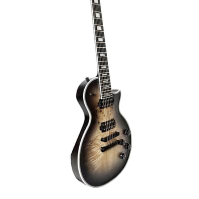 10S GF Modern 7 String Poplar Burl Single Cut Electric Guitar Open Core Black Burst Matte image 7