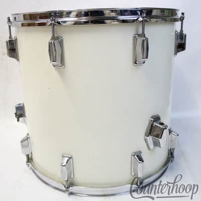 Pearl 16x16"Wood-Fiberglass"Pure White"Floor Tom Drum Vintage 70s Mahogany Japan image 5