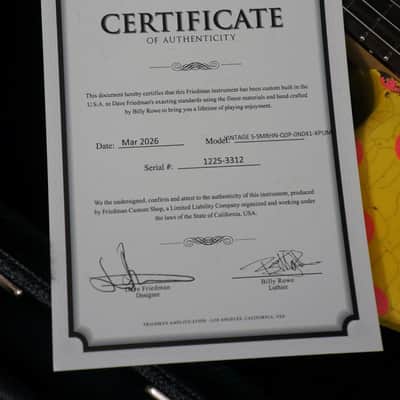 Friedman USA Custom Shop Vintage S Guitars in Graffiti Yellow with Pink Polka Dots image 16