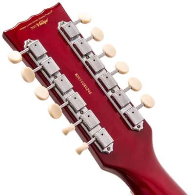 Vintage VSA500 ReIssued 12-String Semi Acoustic Guitar ~ Cherry Red image 10