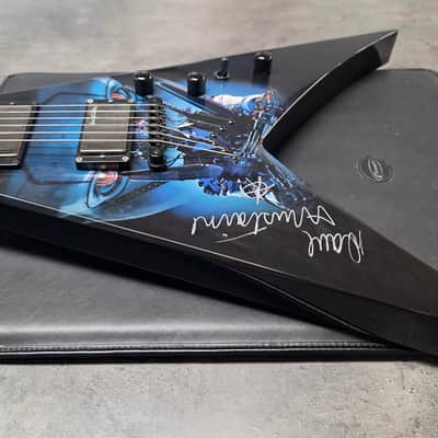 Dean Dave Mustaine Signature Flying King V VMNT Artist Owned, Signed and Tour Stage Played By Dave! USA Custom Shop Black Megadeth Terminated Graphic Artwork - Post Malone GQ Interest Pre-Gibson era image 22
