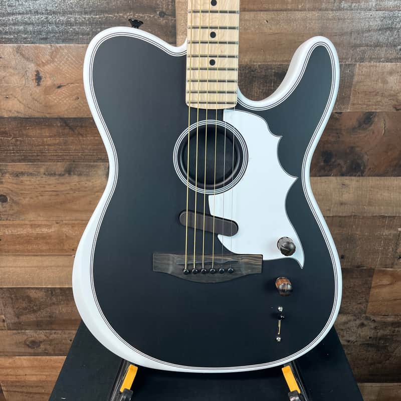 Fender Jack White Signature Triplesonic Acoustasonic Telecaster Satin Arctic White with Black Top, Free Ship, 113 image 1