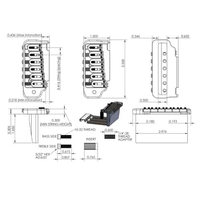 NEW Hipshot 2 Point TREMOLO for Fender American Stratocaster Strat - BLACK image 2