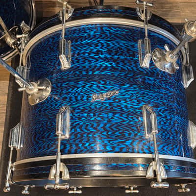 Vintage 1967 Rogers ONE OWNER 4pc Holiday Drum Kit Blue Onyx w/ Legs & Mounts + Silver Powertone Snare image 15