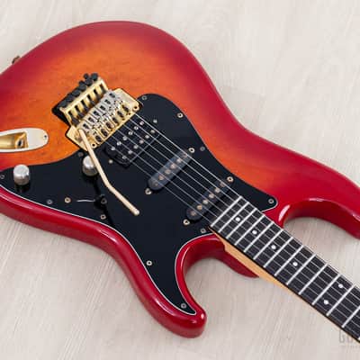1988 Fender Pro Feel Stratocaster STR75 SSH Cherry Red Sunburst w/ Floyd Rose, Japan MIJ Fujigen image 9