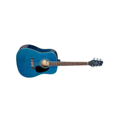 Stagg SA20D 3/4 BLUE Dreadnought Cutaway Basswood Top Nato Neck 6-String Acoustic Guitar image 3