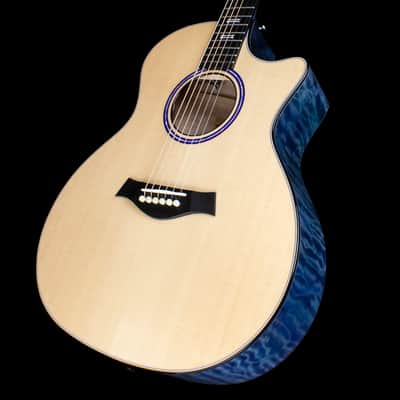 Taylor Custom Shop GA Grand Auditorium Acoustic Electric Guitar 2019 Blue/Purple Over Teal image 6