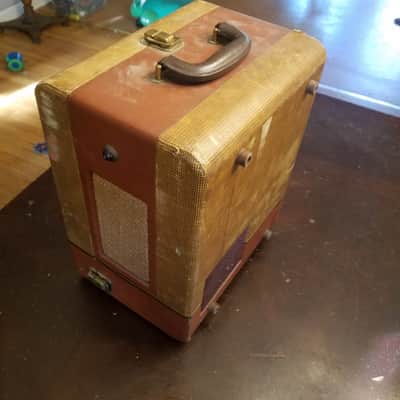 Revere T500 Deluxe 6V6 mono tube amp project AlNiCo 5x7 speaker case cab leather handle Tweed, Maroon 1952 image 2