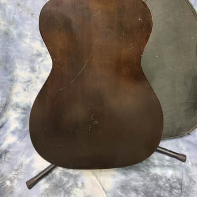 1936 Vintage Prewar Supertone by Harmony F Hole Parlor Guitar All Original Neck Reset Pro Setup Original Soft Shell Case image 12