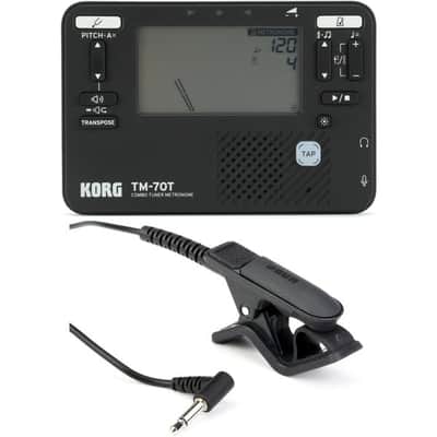 Korg TM-70 Tuner and Metronome with Contact Mic - Black image 2