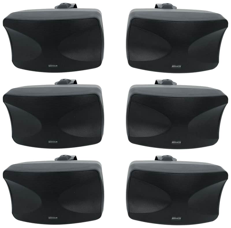 (6) Rockville WET-44 PRO Dual 4" 4-Way Swivel 70V Commercial Speakers in Black image 1