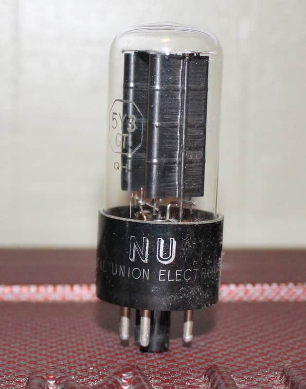 NATIONAL UNION 5Y3GT VT-197 BLACK RIB PLATE BOTTOM D GETTER TEST NOS VINTAGE 1953 image 1