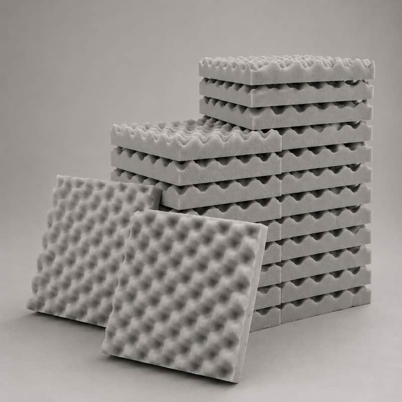 Medium Density 24 Pcs With Tapes 7.5cm Thick Egg Crate Acoustic Foam Panels – High-Density Sound Absorbing Wall Panels for Studio, Home Theater & KTV image 1