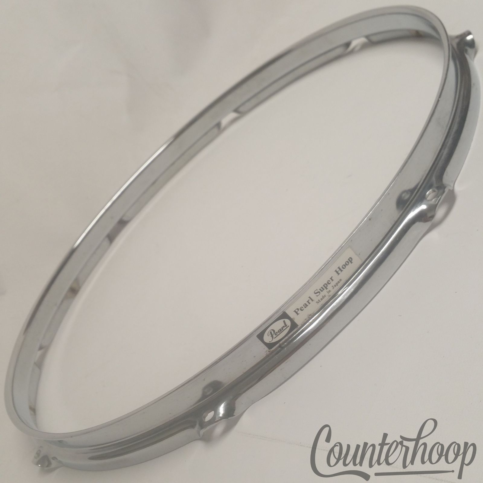 Pearl 16" Super Hoop Floor Tom/Marching Snare Drum Batter Rim 8-Lug Chrome Japan — main photograph