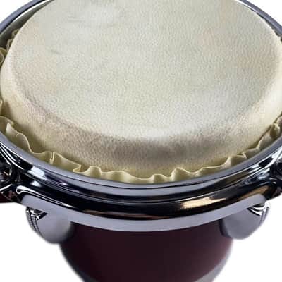 Zension 7" and 8" BONGO DRUMS - Latin Percussion Bongos Set Cowhide Tuning Key RED Wood image 10