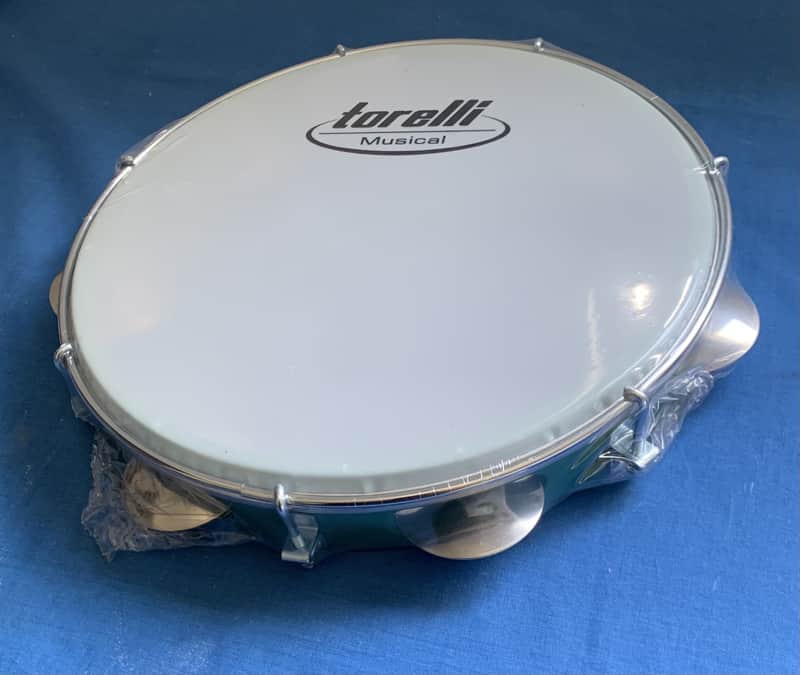 10" Torelli Brazilian Handmade Pandeiro Tambourine Nylon Skin and Green Inject Plastic Body image 1