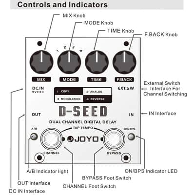 Joyo D-SEED Dual Channel Digital Delay 4-Mode Guitar Effect Pedal with Tap Tempo,price include the import duty for US buyer image 3