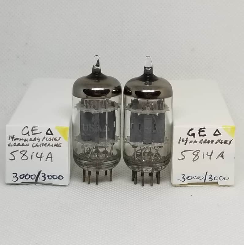 GE 5814A Delta / Triangle, Gray Plate, Perfectly Matched Pair NOS 12AU7 5814 image 1