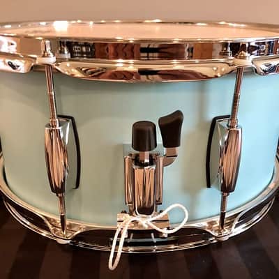 D.P. Custom Preferred Power Piccolo 6.5”x13” 6-Ply Maple Snare Drum Sea-Foam Blue-Sea Foam Blue / Brand New image 3