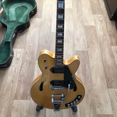 Rare 1959 Grimshaw SS semi electric guitar, blonde, fitted Bigsby,  short scale neck, dog ear P90's image 1